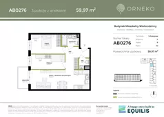 3 pokoje, mieszkanie 59,97 m², piętro 2, oferta nr AB0276, Orneko, Warszawa, Białołęka, ul. Cieślewskich / Ornecka