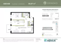 3 pokoje, mieszkanie 59,97 m², piętro 4, oferta nr AB0488, Orneko, Warszawa, Białołęka, ul. Cieślewskich / Ornecka
