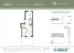 3 pokoje, mieszkanie 46,13 m², parter, oferta nr AC0091, Orneko, Warszawa, Białołęka, ul. Cieślewskich / Ornecka