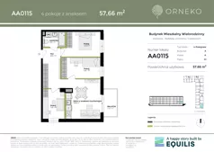 4 pokoje, mieszkanie 57,66 m², piętro 1, oferta nr AA0115, Orneko, Warszawa, Białołęka, ul. Cieślewskich / Ornecka