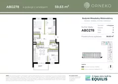 4 pokoje, mieszkanie 59,21 m², piętro 2, oferta nr AB0278, Orneko, Warszawa, Białołęka, ul. Cieślewskich / Ornecka