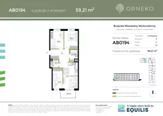 4 pokoje, mieszkanie 59,21 m², piętro 1, oferta nr AC0194, Orneko, Warszawa, Białołęka, ul. Cieślewskich / Ornecka
