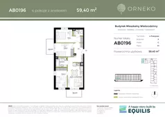 4 pokoje, mieszkanie 59,35 m², piętro 1, oferta nr AC0196, Orneko, Warszawa, Białołęka, ul. Cieślewskich / Ornecka