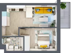2 pokoje, mieszkanie 36,49 m², piętro 2, oferta nr 02.MB17, Artepolis, Łódź, Polesie, Stare Polesie, ul. Kasprzaka 1