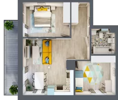 3 pokoje, mieszkanie 57,90 m², piętro 2, oferta nr 02.MB12, Artepolis, Łódź, Polesie, Stare Polesie, ul. Kasprzaka 1