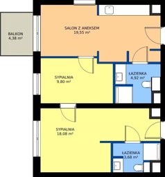 3 pokoje, mieszkanie 56,03 m², piętro 1, oferta nr 6, RZ21, Warszawa, Wilanów, ul. Aleja Rzeczypospolitej 21 