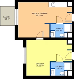 2 pokoje, apartament 50,88 m², piętro 3, oferta nr 22, RZ21, Warszawa, Wilanów, ul. Aleja Rzeczypospolitej 21 