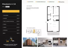 3 pokoje, mieszkanie 60,60 m², piętro 1, oferta nr 2.8, Osiedle Bracka, Żagań, ul. Bracka