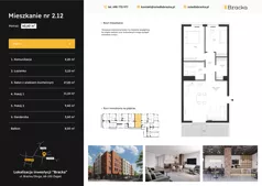 3 pokoje, mieszkanie 60,60 m², piętro 1, oferta nr 2.12, Osiedle Bracka, Żagań, ul. Bracka