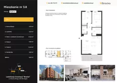 3 pokoje, mieszkanie 60,60 m², piętro 2, oferta nr 3.8, Osiedle Bracka, Żagań, ul. Bracka