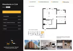 3 pokoje, mieszkanie 60,50 m², piętro 2, oferta nr 3.14, Osiedle Bracka, Żagań, ul. Bracka