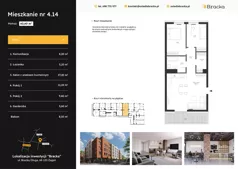 3 pokoje, mieszkanie 60,60 m², piętro 3, oferta nr 4.14, Osiedle Bracka, Żagań, ul. Bracka