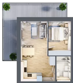 2 pokoje, apartament inwestycyjny 35,55 m², piętro 2, oferta nr A.203, Perłowa Przystań Kołobrzeg Etap 2, Kołobrzeg, Osiedle Nr 7 Ogrody, Strefa Uzdrowiska, ul. Kołłątaja