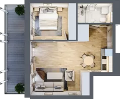 2 pokoje, apartament inwestycyjny 44,12 m², piętro 1, oferta nr C.107, Perłowa Przystań Sianożęty etap III, Sianożęty, ul. Sztormowa