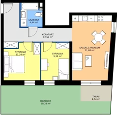 3 pokoje, mieszkanie 59,43 m², parter, oferta nr B3/M02/0P, Zielony Brochów 7, Wrocław, Brochów, Krzyki, ul. Indonezyjska