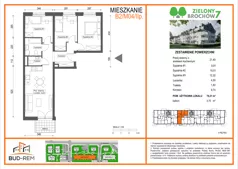 3 pokoje, mieszkanie 70,21 m², piętro 2, oferta nr B2/M04/2P, Zielony Brochów 7, Wrocław, Brochów, Krzyki, ul. Indonezyjska