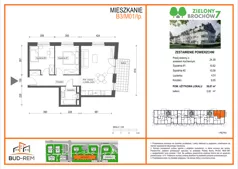 3 pokoje, mieszkanie 58,67 m², piętro 1, oferta nr B3/M01/1P, Zielony Brochów 7, Wrocław, Brochów, Krzyki, ul. Indonezyjska
