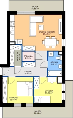 3 pokoje, mieszkanie 75,83 m², piętro 3, oferta nr M13, Stacja Krzywa, Poznań, Górczyn, ul. Krzywa 14