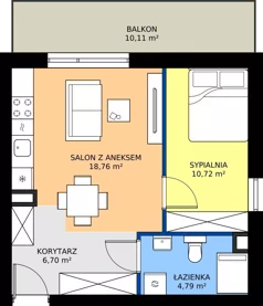 2 pokoje, mieszkanie 40,97 m², piętro 1, oferta nr M6, Stacja Krzywa, Poznań, Górczyn, ul. Krzywa 14