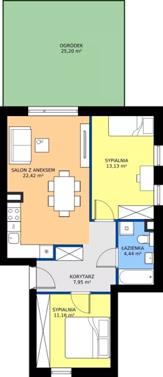 3 pokoje, mieszkanie 59,10 m², parter, oferta nr M3, Stacja Krzywa, Poznań, Górczyn, ul. Krzywa 14