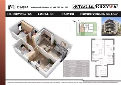 3 pokoje, mieszkanie 59,10 m², parter, oferta nr M3, Stacja Krzywa, Poznań, Górczyn, ul. Krzywa 14