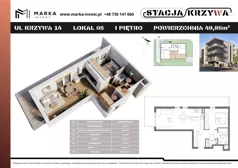2 pokoje, mieszkanie 49,95 m², piętro 1, oferta nr M5, Stacja Krzywa, Poznań, Górczyn, ul. Krzywa 14