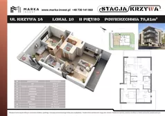 3 pokoje, mieszkanie 75,81 m², piętro 2, oferta nr M10, Stacja Krzywa, Poznań, Górczyn, ul. Krzywa 14
