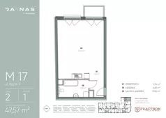 1 pokój, mieszkanie 47,57 m², piętro 2, oferta nr M.17, JA\NAS, Kraków, Podgórze, ul. Kącik 9/Janowa Wola 1
