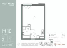 1 pokój, mieszkanie 35,29 m², piętro 2, oferta nr M.18, JA\NAS, Kraków, Podgórze, ul. Kącik 9/Janowa Wola 1