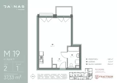 1 pokój, mieszkanie 37,33 m², piętro 2, oferta nr M.19, JA\NAS, Kraków, Podgórze, ul. Kącik 9/Janowa Wola 1