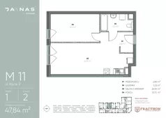 2 pokoje, mieszkanie 47,84 m², piętro 1, oferta nr M.11, JA\NAS, Kraków, Podgórze, ul. Kącik 9/Janowa Wola 1