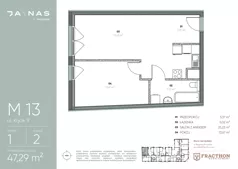 2 pokoje, mieszkanie 47,29 m², piętro 1, oferta nr M.13, JA\NAS, Kraków, Podgórze, ul. Kącik 9/Janowa Wola 1