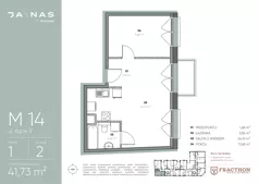 2 pokoje, mieszkanie 41,73 m², piętro 1, oferta nr M.14, JA\NAS, Kraków, Podgórze, ul. Kącik 9/Janowa Wola 1