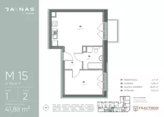 2 pokoje, mieszkanie 41,88 m², piętro 1, oferta nr M.15, JA\NAS, Kraków, Podgórze, ul. Kącik 9/Janowa Wola 1