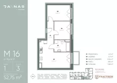 3 pokoje, mieszkanie 52,75 m², piętro 1, oferta nr M.16, JA\NAS, Kraków, Podgórze, ul. Kącik 9/Janowa Wola 1