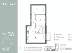 3 pokoje, mieszkanie 52,81 m², piętro 2, oferta nr M.30, JA\NAS, Kraków, Podgórze, ul. Kącik 9/Janowa Wola 1