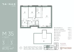 3 pokoje, mieszkanie 87,70 m², piętro 3, oferta nr M.35, JA\NAS, Kraków, Podgórze, ul. Kącik 9/Janowa Wola 1