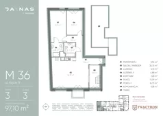 3 pokoje, mieszkanie 97,10 m², piętro 3, oferta nr M.36, JA\NAS, Kraków, Podgórze, ul. Kącik 9/Janowa Wola 1