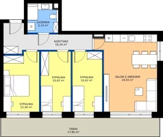 4 pokoje, mieszkanie 73,41 m², piętro 1, oferta nr 3, Buraczana 27, Wrocław, Klecina, ul. Buraczana 27