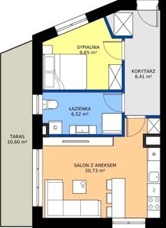 2 pokoje, mieszkanie 45,31 m², piętro 1, oferta nr 7, Buraczana 27, Wrocław, Klecina, ul. Buraczana 27