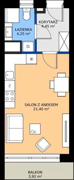 1 pokój, mieszkanie 30,10 m², piętro 1, oferta nr 5, Buraczana 27, Wrocław, Klecina, ul. Buraczana 27