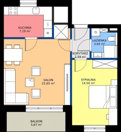 2 pokoje, mieszkanie 50,57 m², piętro 2, oferta nr 10, Buraczana 27, Wrocław, Klecina, ul. Buraczana 27