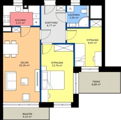 3 pokoje, mieszkanie 58,68 m², piętro 3, oferta nr 15, Buraczana 27, Wrocław, Klecina, ul. Buraczana 27