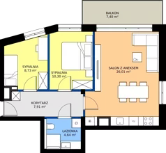 3 pokoje, mieszkanie 57,59 m², piętro 3, oferta nr 13, Buraczana 27, Wrocław, Klecina, ul. Buraczana 27
