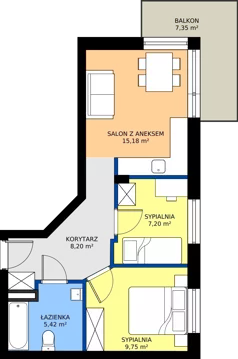 3 pokoje, mieszkanie 45,75 m², piętro 1, oferta nr B-12, Imaginarium II - Etap B, Nowy Dwór Mazowiecki, ul. Saperów