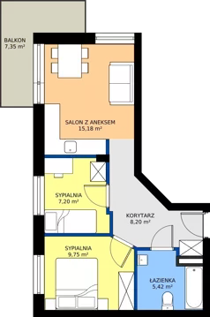 3 pokoje, mieszkanie 45,75 m², piętro 2, oferta nr B-17, Imaginarium II - Etap B, Nowy Dwór Mazowiecki, ul. Saperów