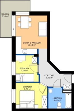 3 pokoje, mieszkanie 45,75 m², piętro 1, oferta nr B-09, Imaginarium II - Etap B, Nowy Dwór Mazowiecki, ul. Saperów