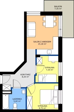 3 pokoje, mieszkanie 45,75 m², piętro 2, oferta nr B-20, Imaginarium II - Etap B, Nowy Dwór Mazowiecki, ul. Saperów
