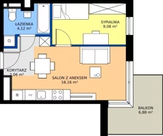 2 pokoje, mieszkanie 33,42 m², piętro 2, oferta nr M15, Warszawskie Wzgórze, Kielce, Szydłówek, ul. Warszawska 141
