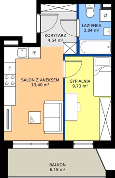 2 pokoje, mieszkanie 31,51 m², piętro 1, oferta nr M8, Warszawskie Wzgórze, Kielce, Szydłówek, ul. Warszawska 141
